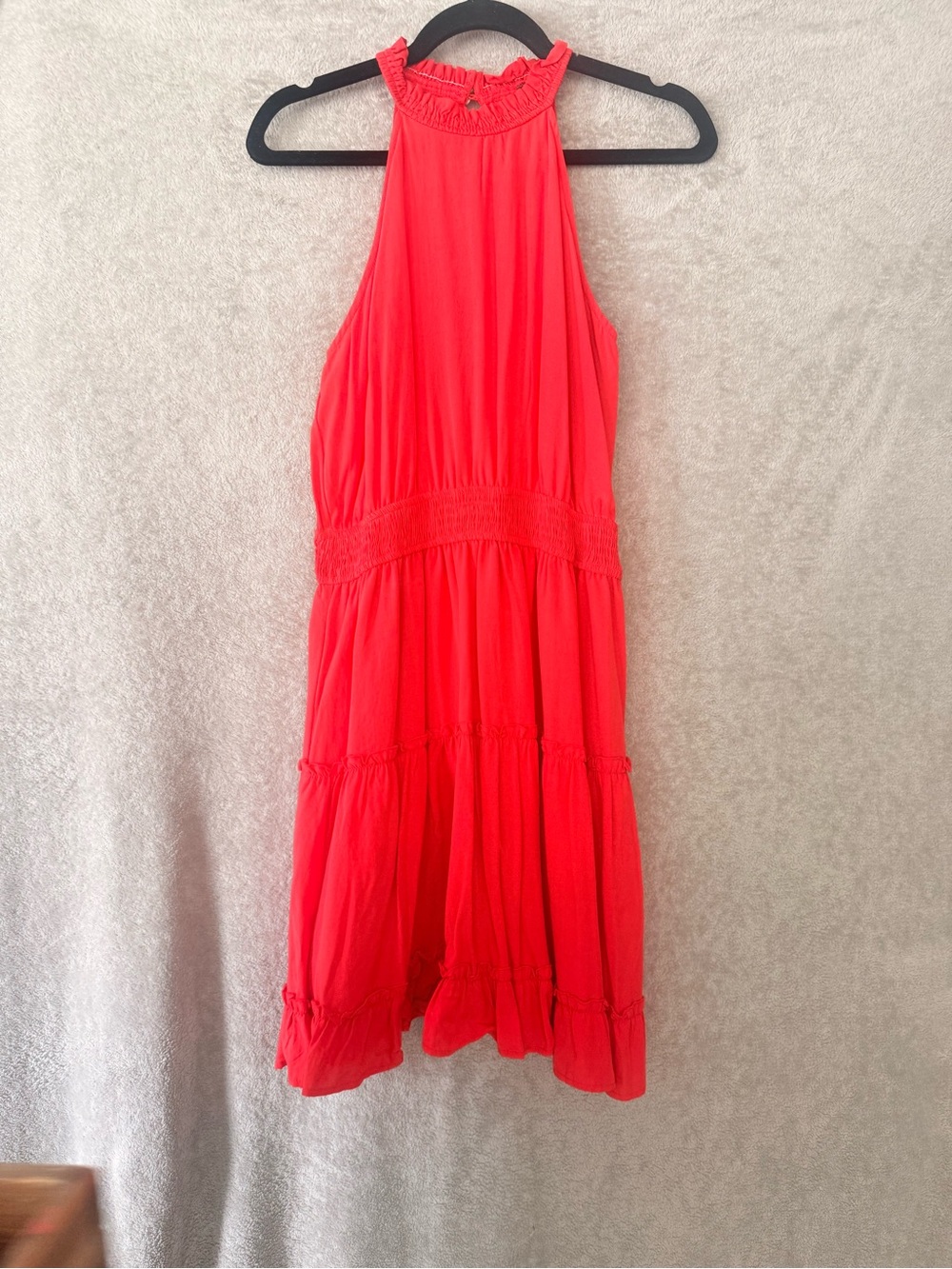 Merokeety Red Halter Tiered Ruffle Dress NWT